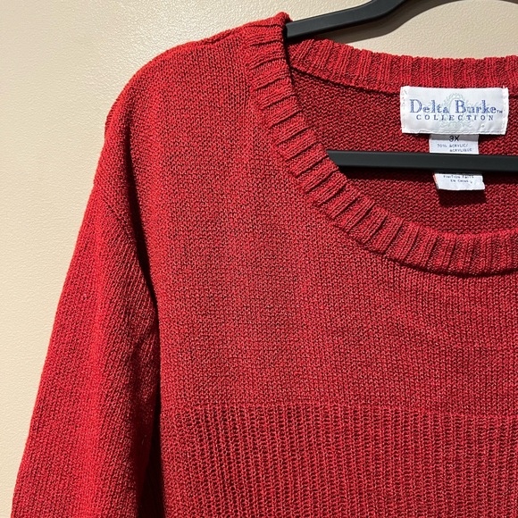 Delta Burke Collection Red Ribbed Knit Tunic Sweater - Picture 6 of 14